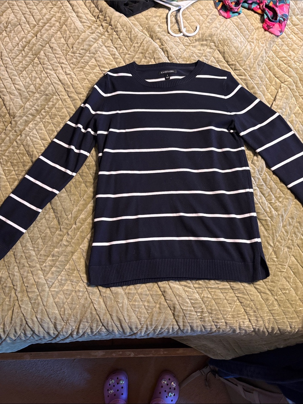 41 Hawthorn Navy and White Striped Crewneck Sweater